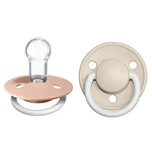 Baby Pacifier - Silicone, Round & Soft Nipple, Shield Prevents Skin Irritation & Moisture Buildup, 100% Food Grade, BPA Free Soother, 0-3 Years, Pack of 2, Blush/Vanilla