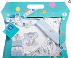 New Born Baby Gift Set | Soft Cotton Clothing Essentials for Infants/Baby Girls, Boys | Baby Shower Clothing Hamper (4 Pieces, Blue)| Ideal Gift for New Born Baby