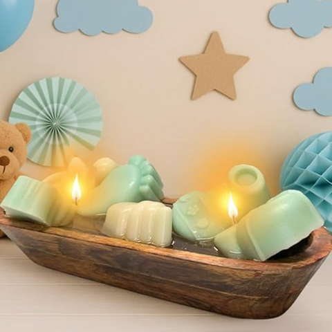 Baby Gift Hamper Candle with (Vanilla Scented) – Newborn Essentials Set for Boys & Girls – Baby Shower, Gift Basket, Baby Gift Basket, Adorable Blue Gift Set (Blue)