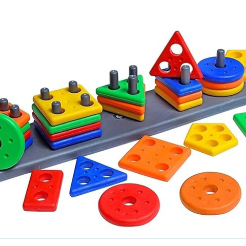 Baby Smart Activity Fun&Learning Blocks Geometrics, Educational & Learning Sorter Toys, Color Choose Stacking Game for Kids Baby, 1 2 3+ Year Activity Toys (Geometric Block)
