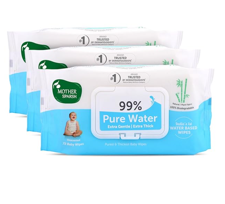 Baby Wipes I Natural Plant Made Cloth - Super Thick I 72pcs/Pack - Pack Of 3