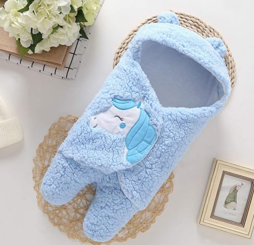 Fleece Sleeping Bag New Born Combo Pack of Super Soft Baby Wrapper Cum Baby Blanket For Baby Boys, Baby Girls, Babies (76Cm X 70Cm, 0-6 Months) Lightweight, Multicolor