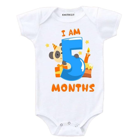 Monthly Birthday Special Baby Romper Half Sleeve in White Color