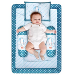 Baby Bed New Born Baby Bedding Set Mattress | Cotton | Baby Beds | Carry Bed | Gadda Set | Essentials | New Born Girls & Boys (0-9 Months) (P-Blue PARASHOOT)