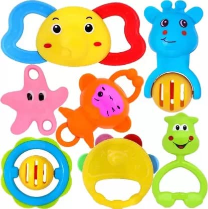 Infant Colourful Plastic Non Toxic Rattles and Teathers for New Borns