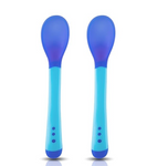 Tiny Love Heat Sensitive Baby Feeding Spoons Set|Food Grade PP Kids & Baby Spoon with Soft Silicone Tip| Color changing| BPA Free| FDA Apporved|2 pcs Blue,13 centimeter