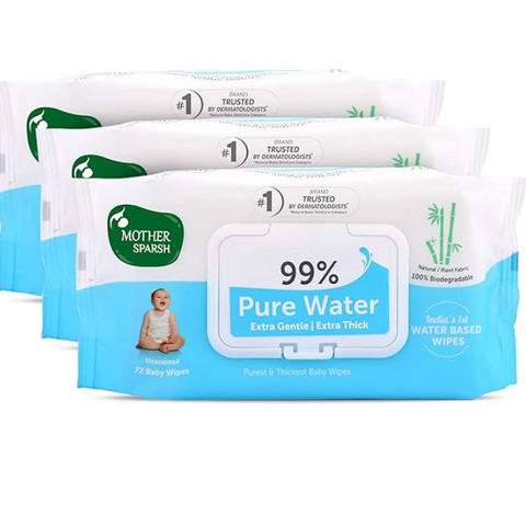 Baby Wipes I Natural Plant Made Cloth - Super Thick I 72pcs/Pack - Pack Of 3