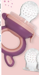 Silicone Food/Fruit Nibbler with Extra Mesh, Soft Pacifier/Feeder, Teether for Baby, Infant, Bunny Violet & Pink