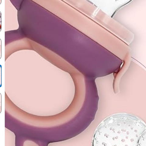 Silicone Food/Fruit Nibbler with Extra Mesh, Soft Pacifier/Feeder, Teether for Baby, Infant, Bunny Violet & Pink